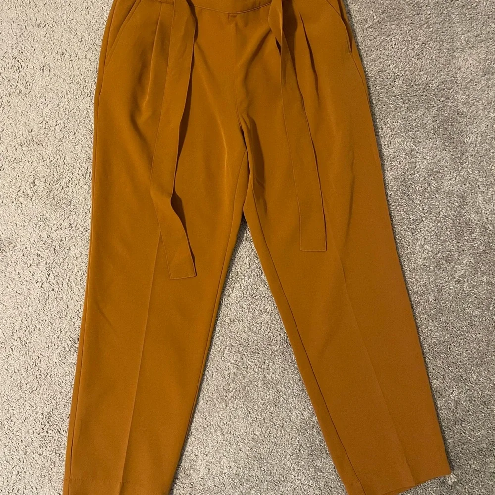 Women's Mustard Tie-Waist Pants - Picture 3 of 7